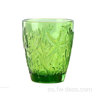 Juego de vasos de vidrio de vidrio de agua de color en relieve